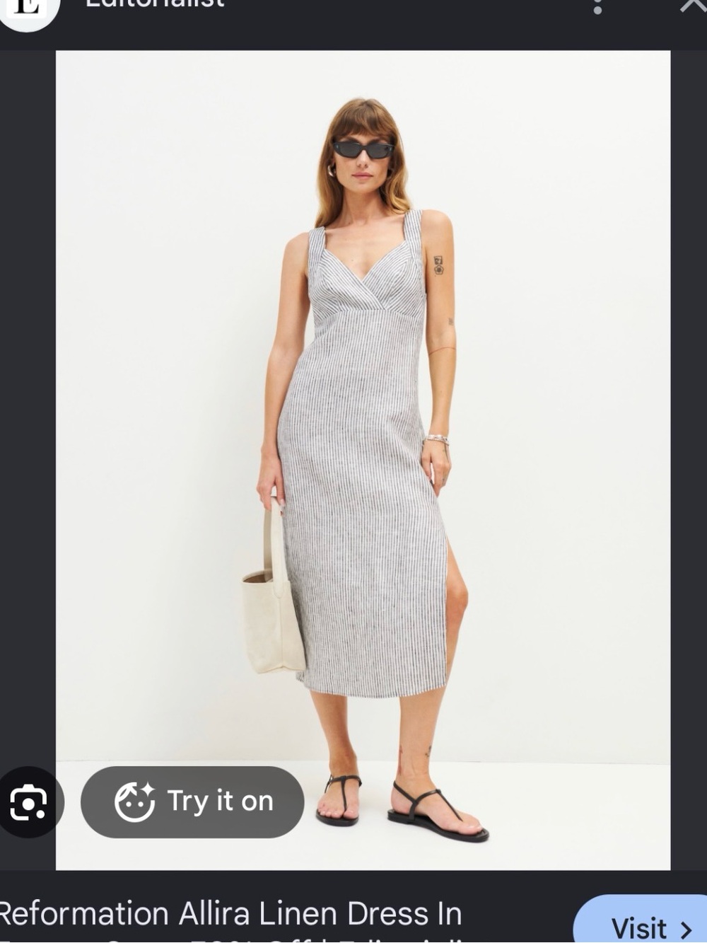Reformation linen midi dress stripped nwots